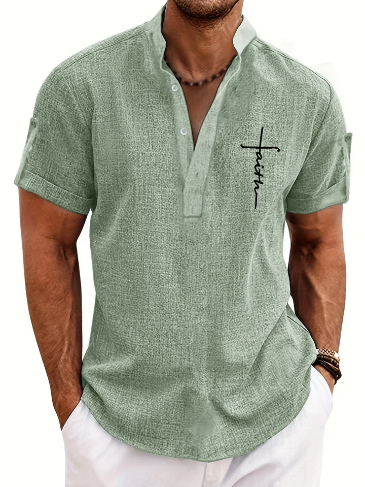 Oliver – Trendy short sleeve shirt with stand-up collar