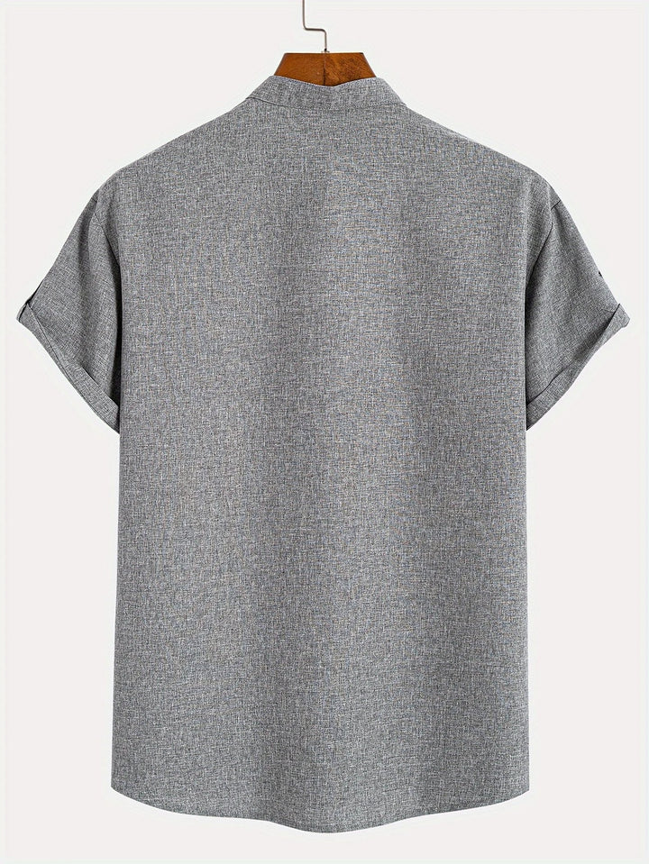 Oliver – Trendy short sleeve shirt with stand-up collar