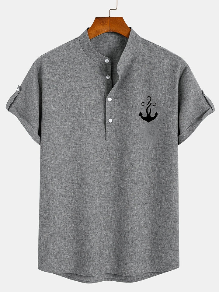 Oliver – Trendy short sleeve shirt with stand-up collar