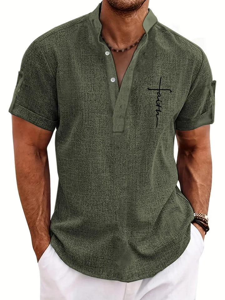 Oliver – Trendy short sleeve shirt with stand-up collar