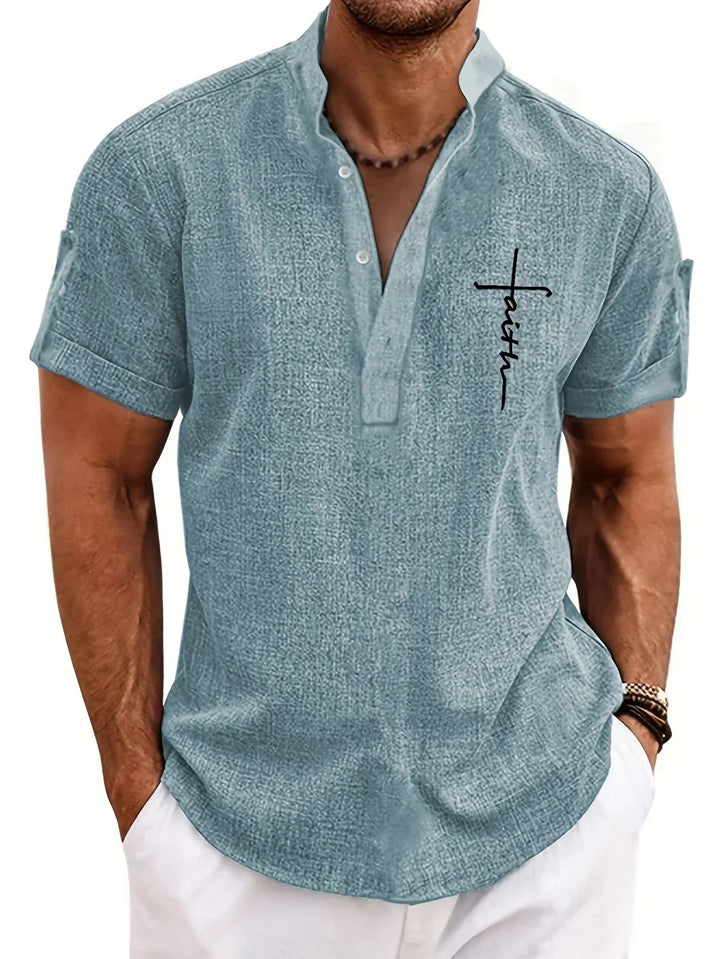 Oliver – Trendy short sleeve shirt with stand-up collar