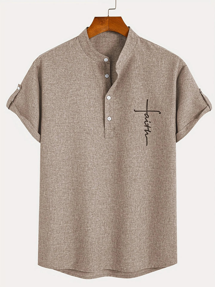Oliver – Trendy short sleeve shirt with stand-up collar