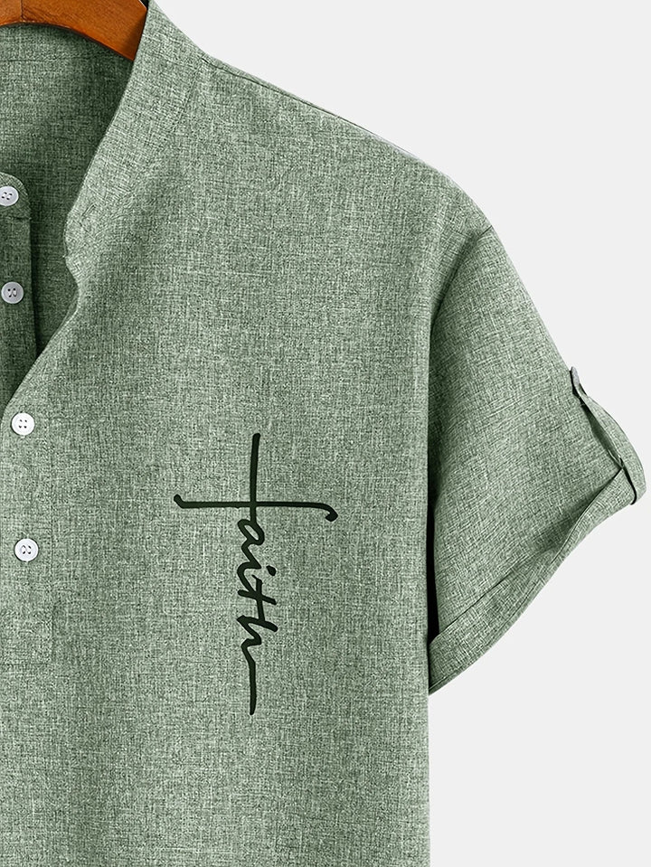 Oliver – Trendy short sleeve shirt with stand-up collar