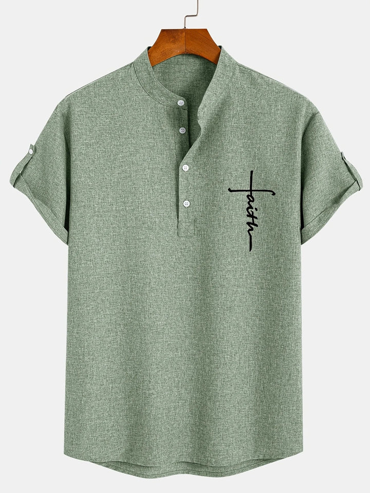 Oliver – Trendy short sleeve shirt with stand-up collar
