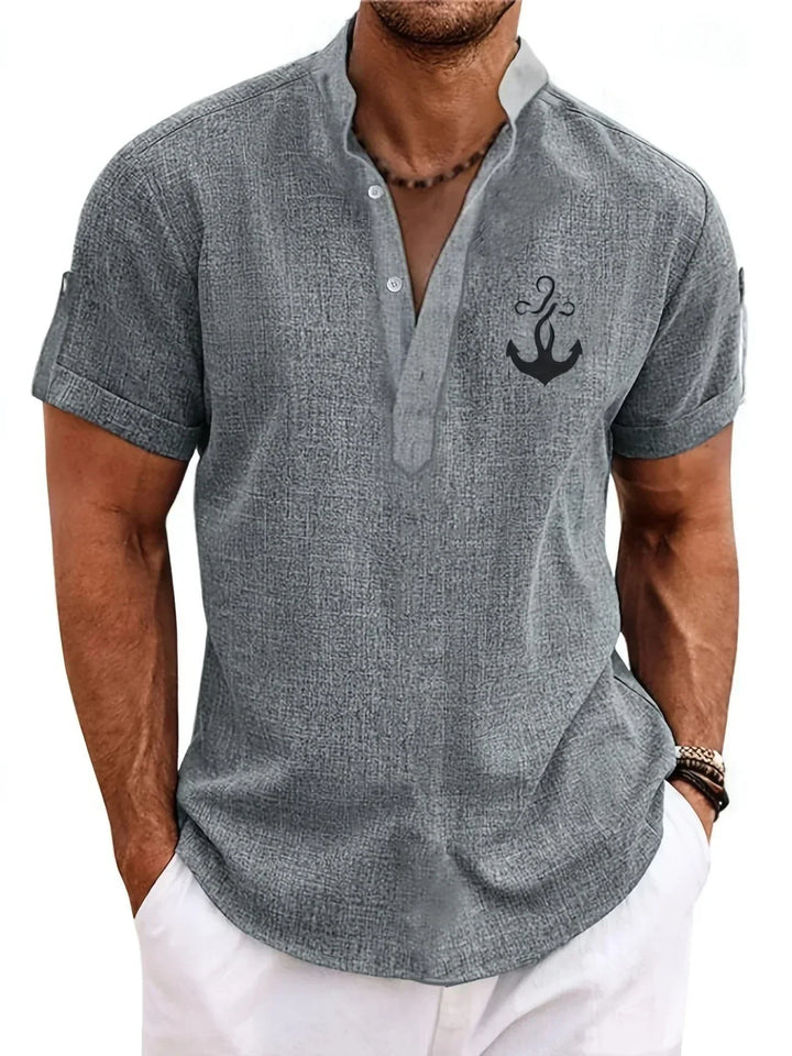 Oliver – Trendy short sleeve shirt with stand-up collar