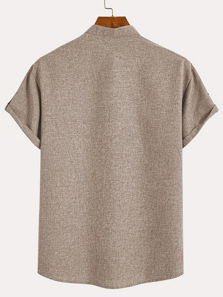 Oliver – Trendy short sleeve shirt with stand-up collar