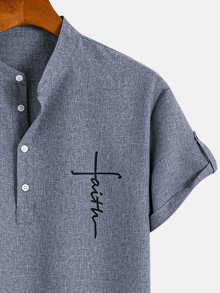 Oliver – Trendy short sleeve shirt with stand-up collar