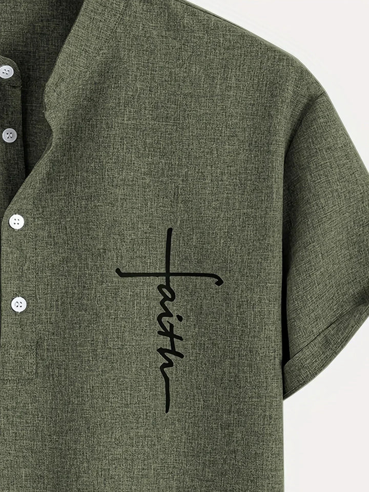 Oliver – Trendy short sleeve shirt with stand-up collar