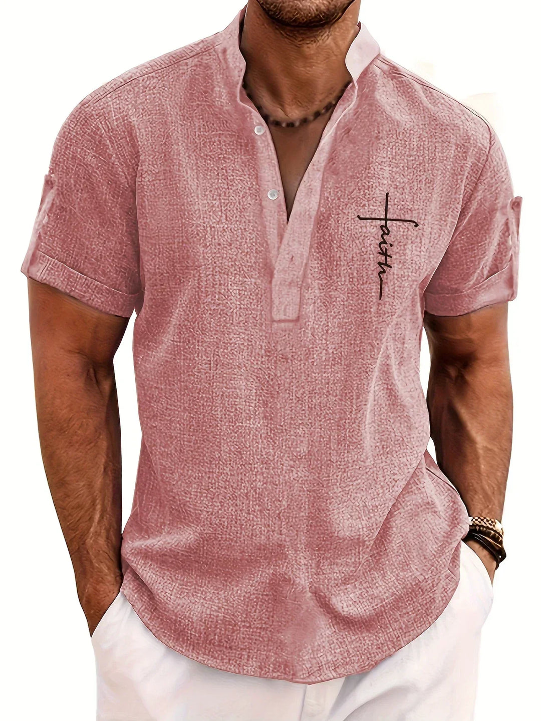 Oliver – Trendy short sleeve shirt with stand-up collar