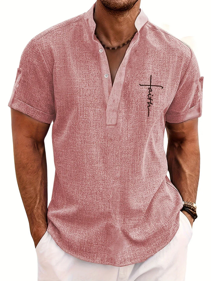 Oliver – Trendy short sleeve shirt with stand-up collar