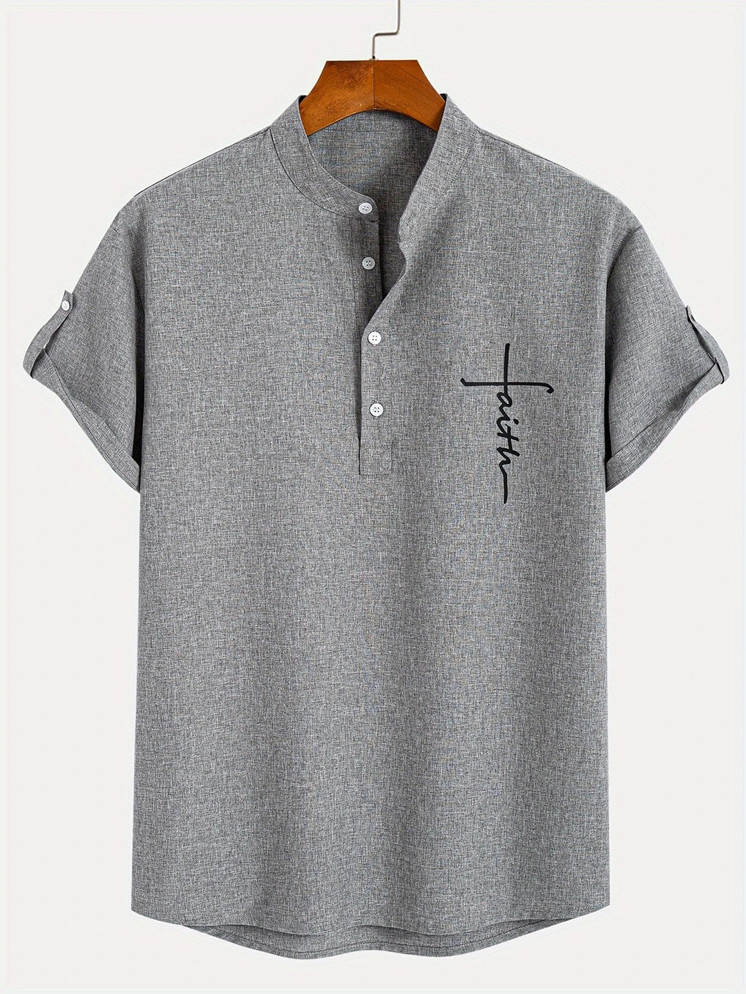 Oliver – Trendy short sleeve shirt with stand-up collar