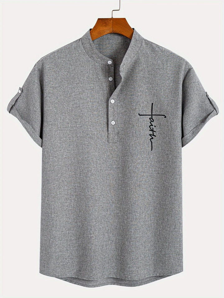 Oliver – Trendy short sleeve shirt with stand-up collar