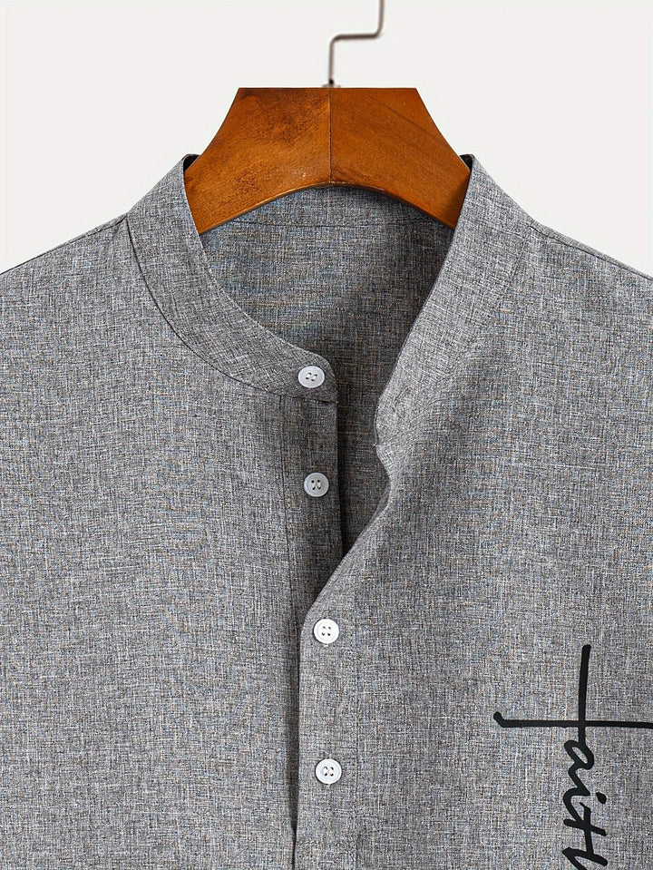 Oliver – Trendy short sleeve shirt with stand-up collar