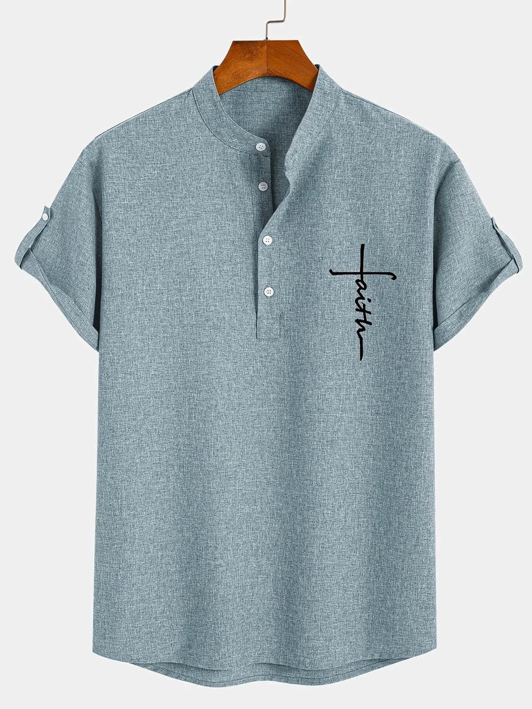 Oliver – Trendy short sleeve shirt with stand-up collar