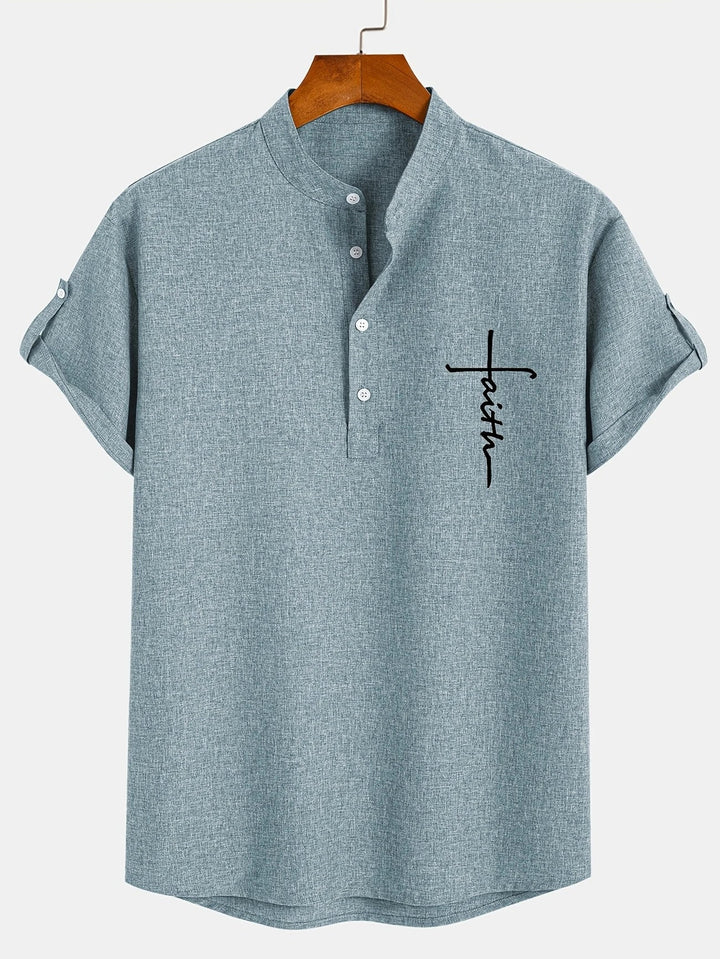 Oliver – Trendy short sleeve shirt with stand-up collar