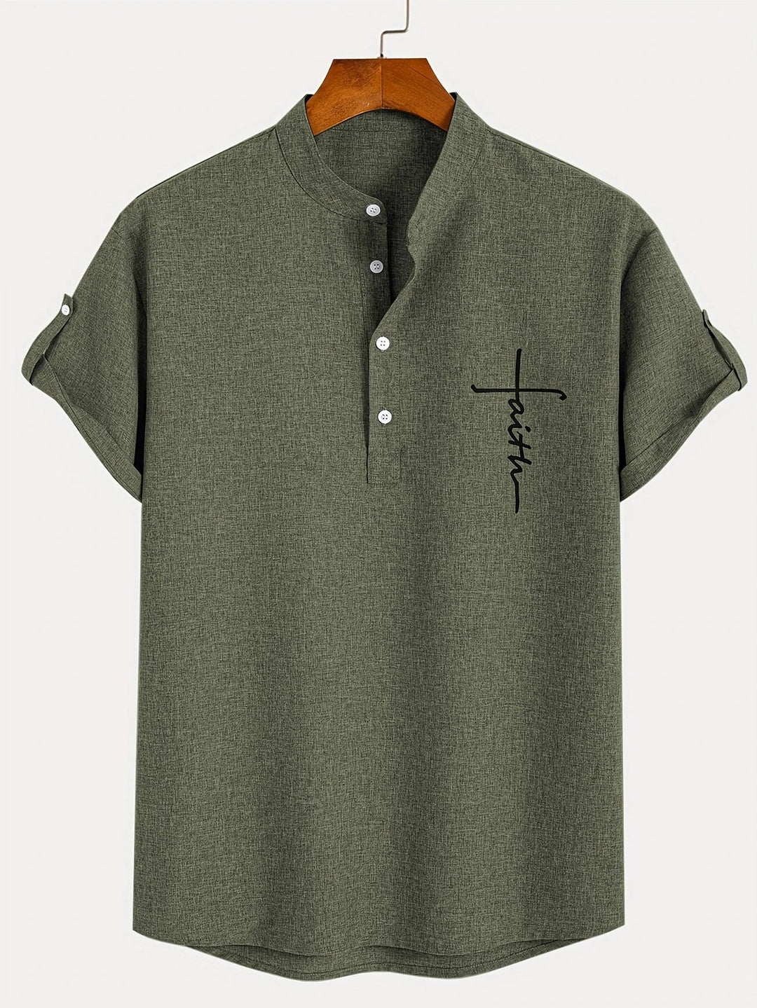 Oliver – Trendy short sleeve shirt with stand-up collar