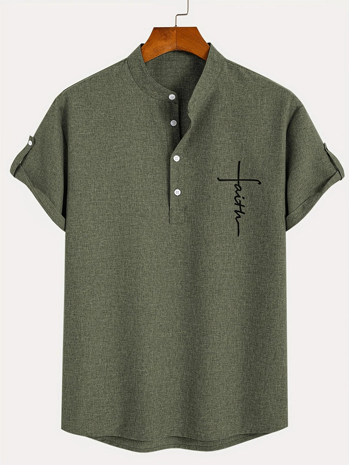 Oliver – Trendy short sleeve shirt with stand-up collar