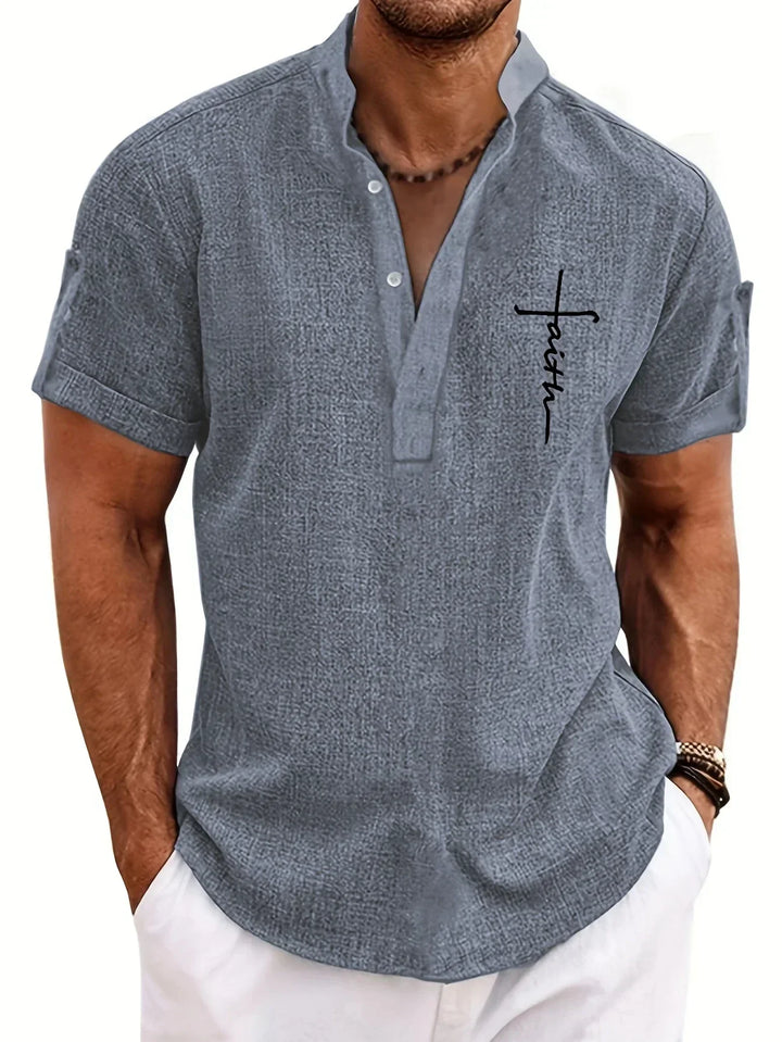 Oliver – Trendy short sleeve shirt with stand-up collar