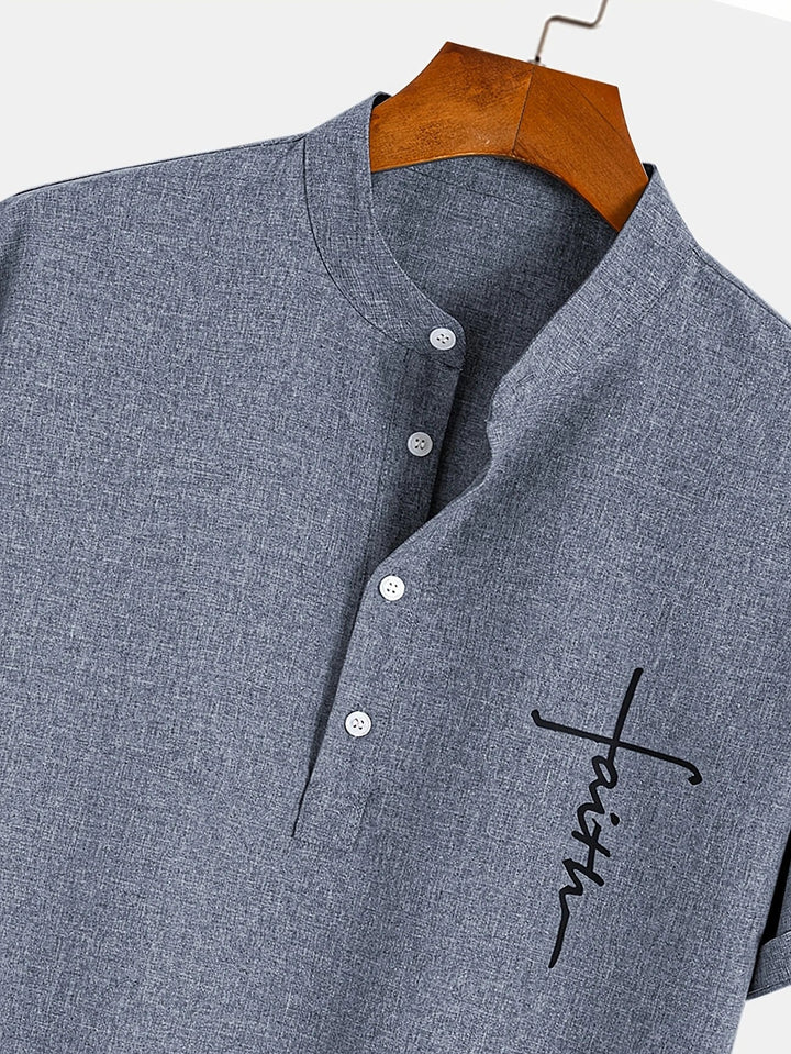 Oliver – Trendy short sleeve shirt with stand-up collar