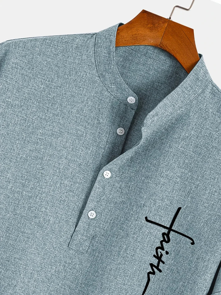 Oliver – Trendy short sleeve shirt with stand-up collar