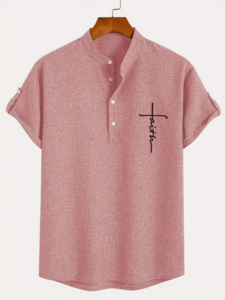 Oliver – Trendy short sleeve shirt with stand-up collar
